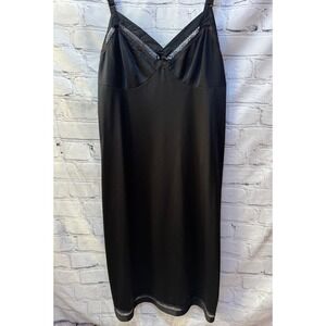 Vintage Lorraine Women's 32 100% Nylon Black Full Slip Dress Grunge Dark Capsule